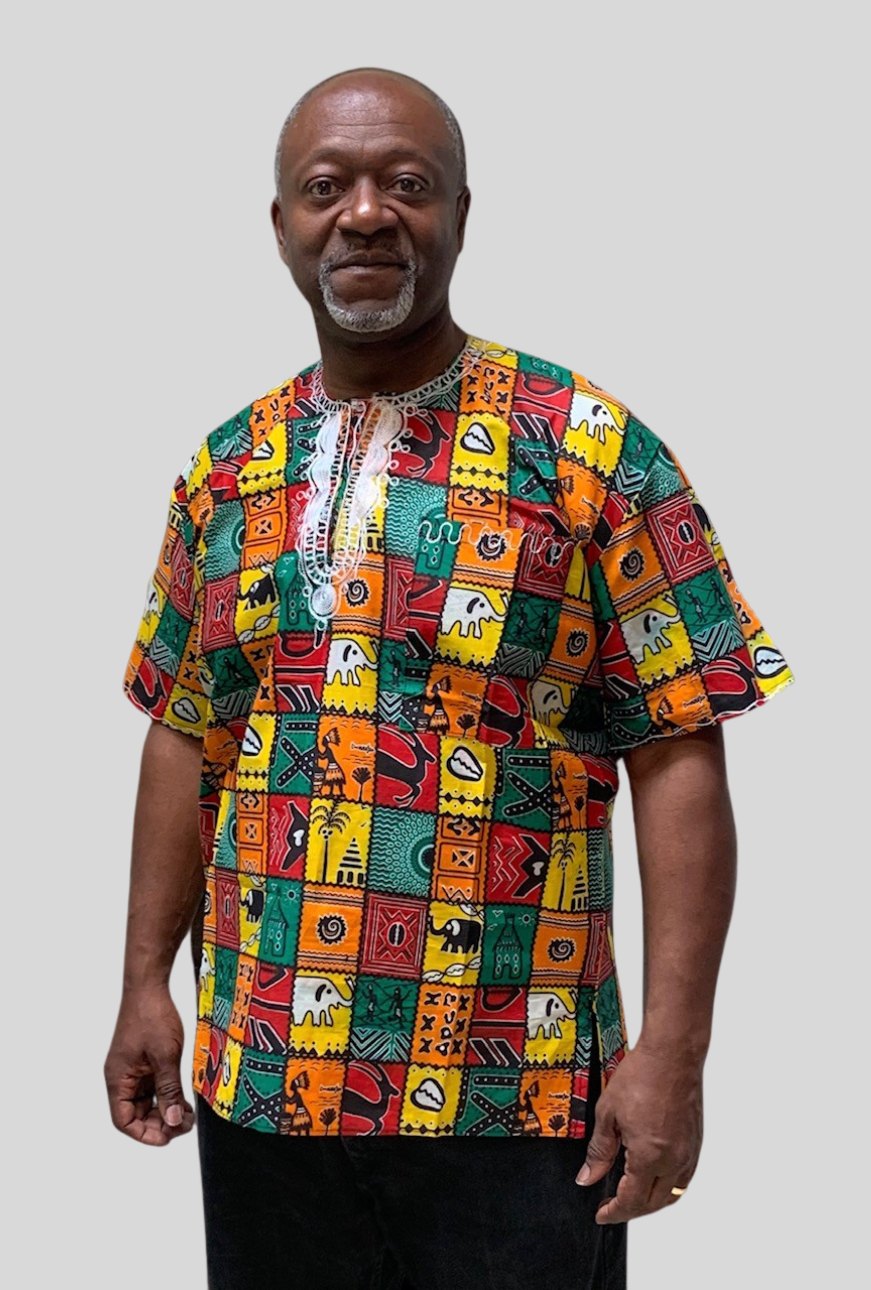 Embroidered African Print Dashiki