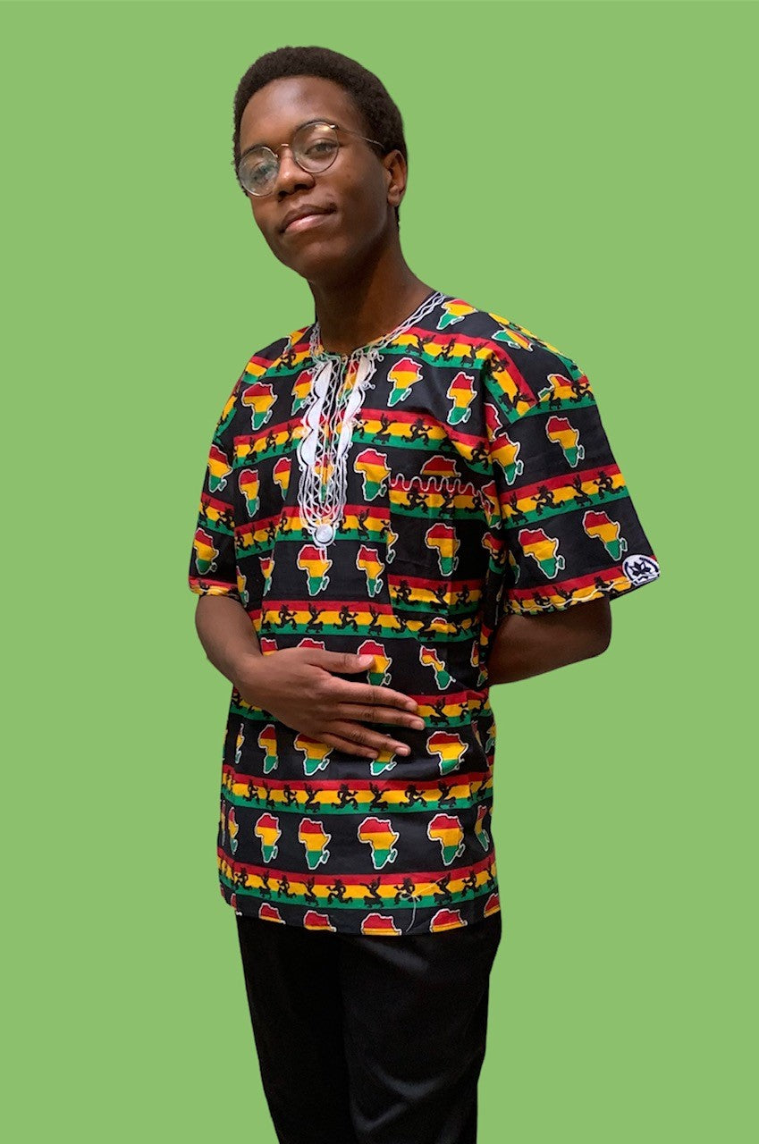 Embroidered African Print Dashiki