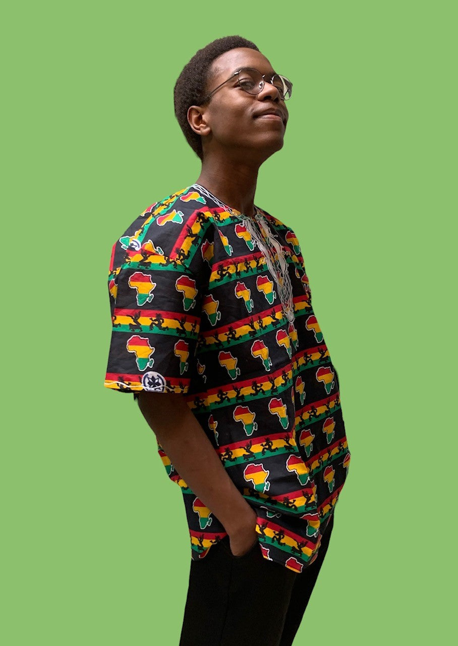 Embroidered African Print Dashiki