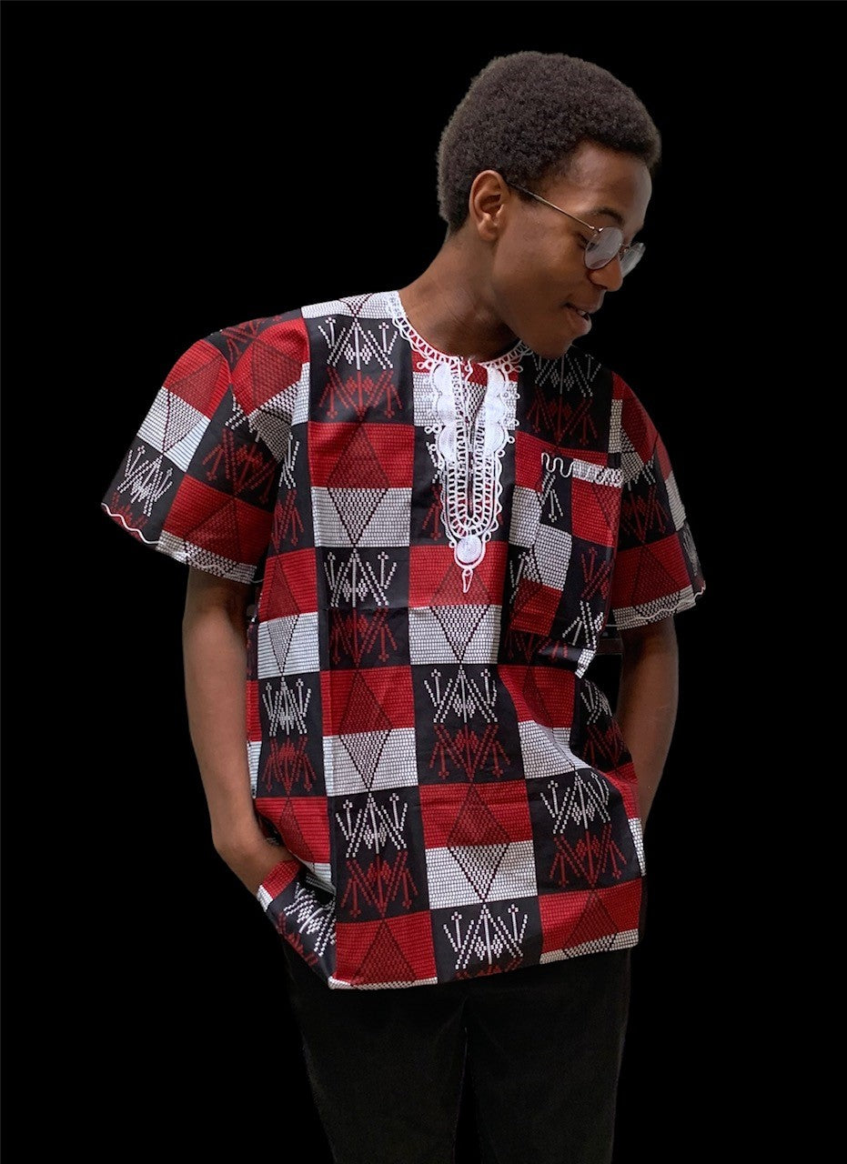 Embroidered African Print Dashiki