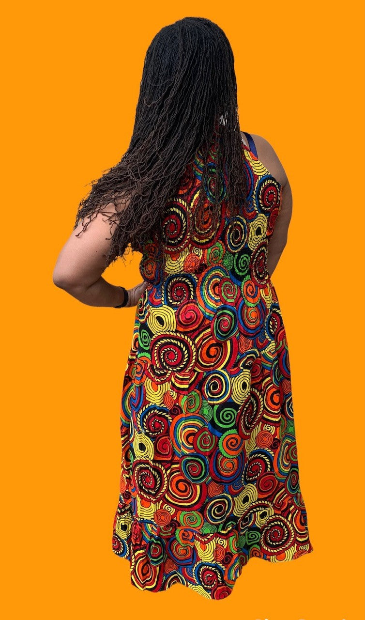 THREE BUTTON AUTHENTIC AFRICAN LONG DRESS