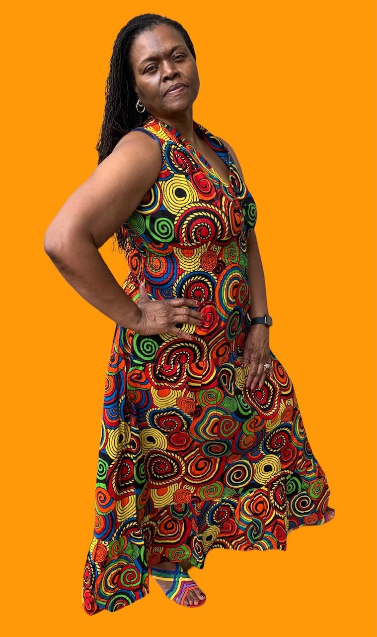 THREE BUTTON AUTHENTIC AFRICAN LONG DRESS