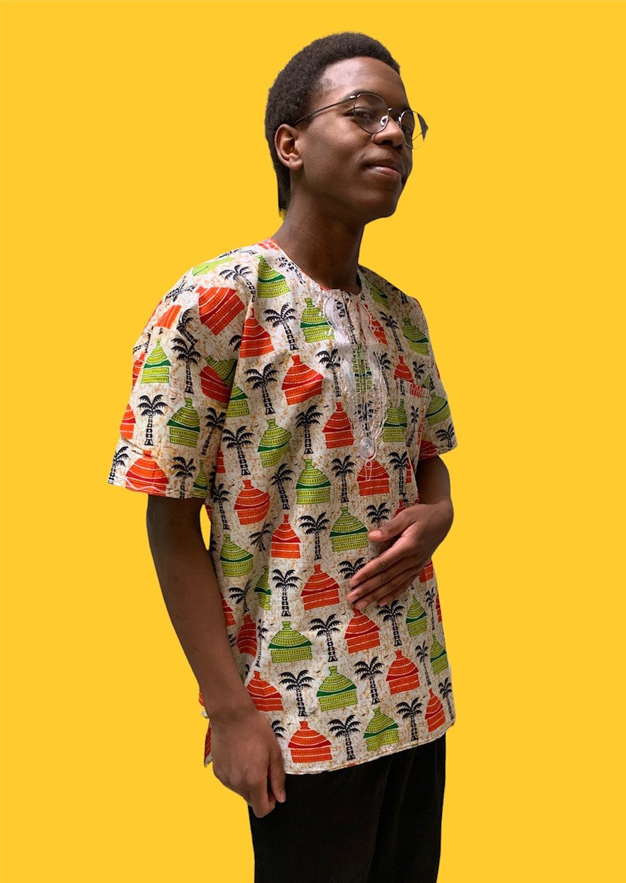 Embroidered African Print Dashiki