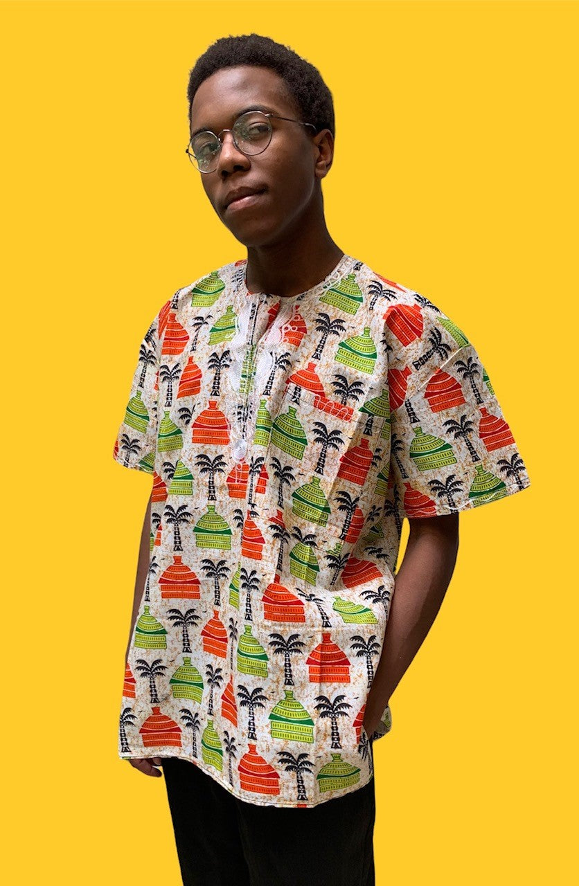 Embroidered African Print Dashiki