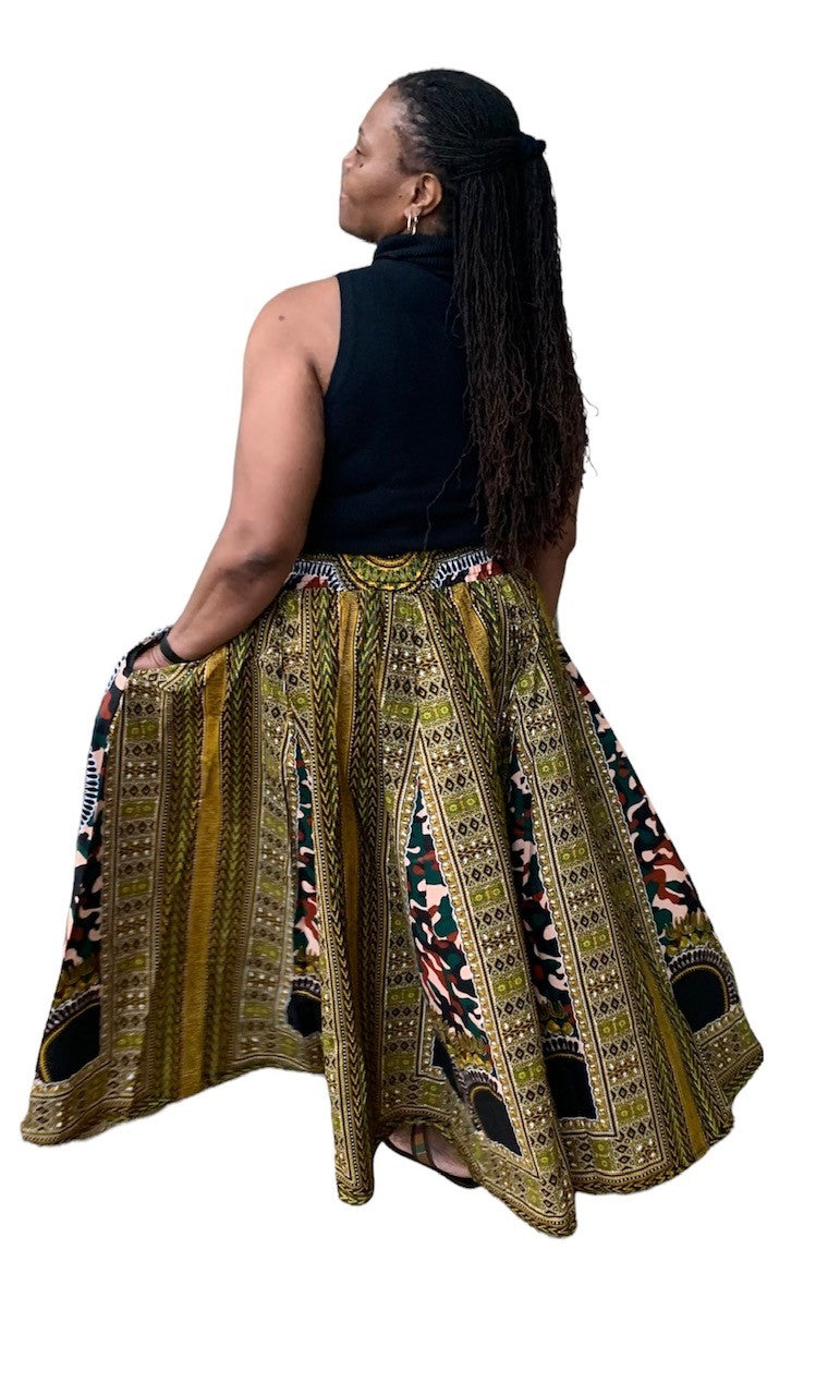 8 PANEL AFRICAN PRINT SKIRT - AUTHENTIC AFRICAN WAX