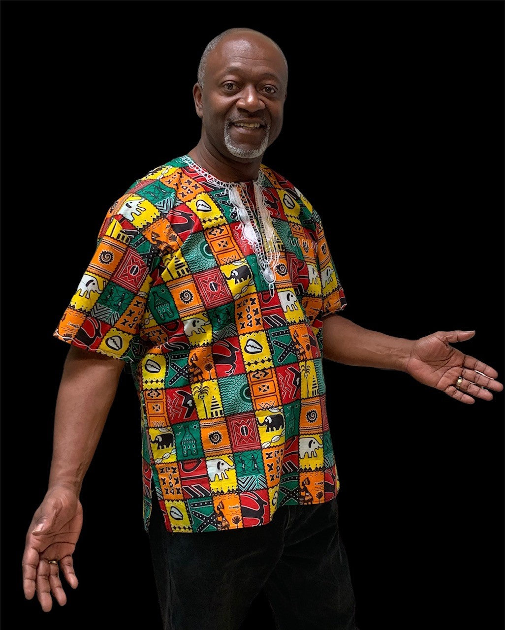 Embroidered African Print Dashiki