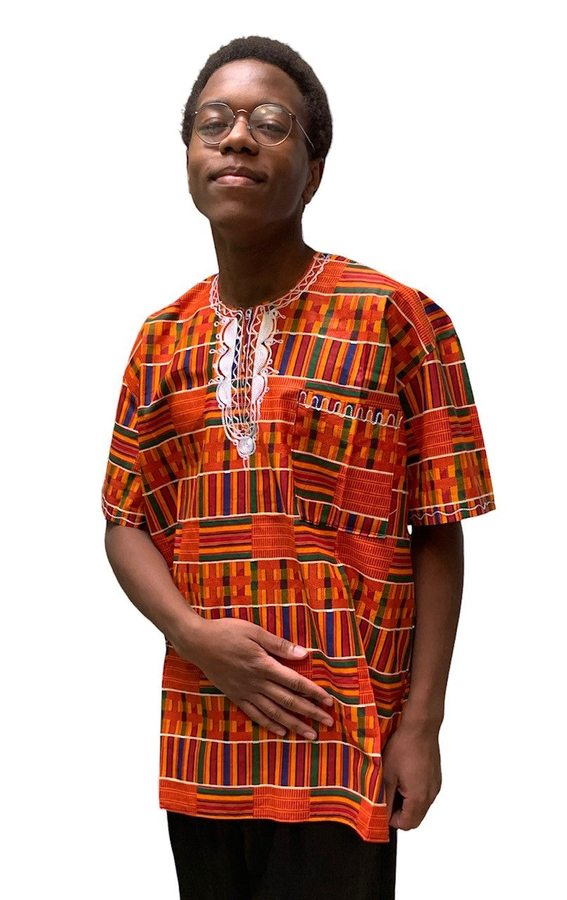 Embroidered African Print Dashiki