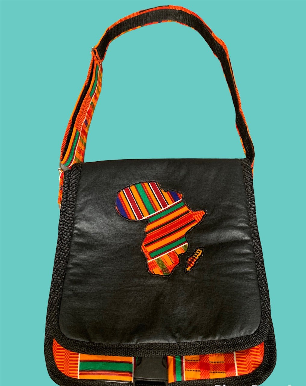 Kente Print Africa Map Crossbody Bag