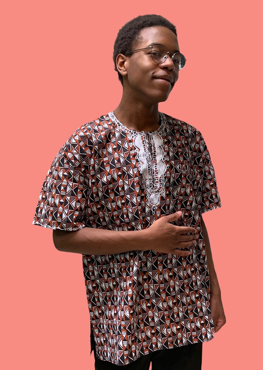 Embroidered African Print Dashiki