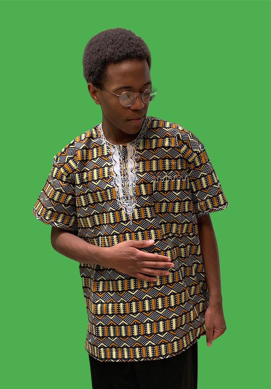 Embroidered African Print Dashiki