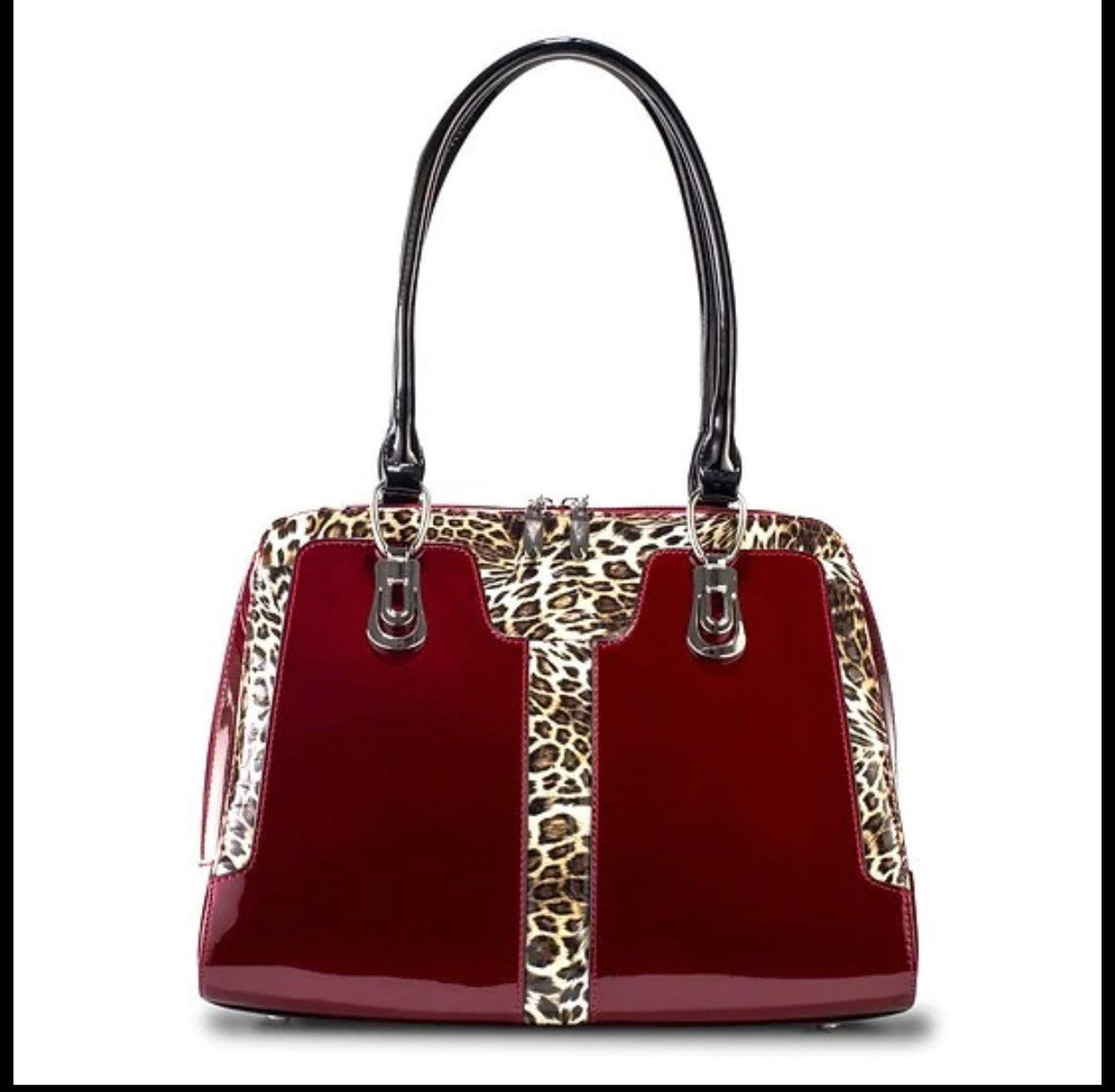 DIANA RED LEOPARD PRINT LEATHER HANDBAG