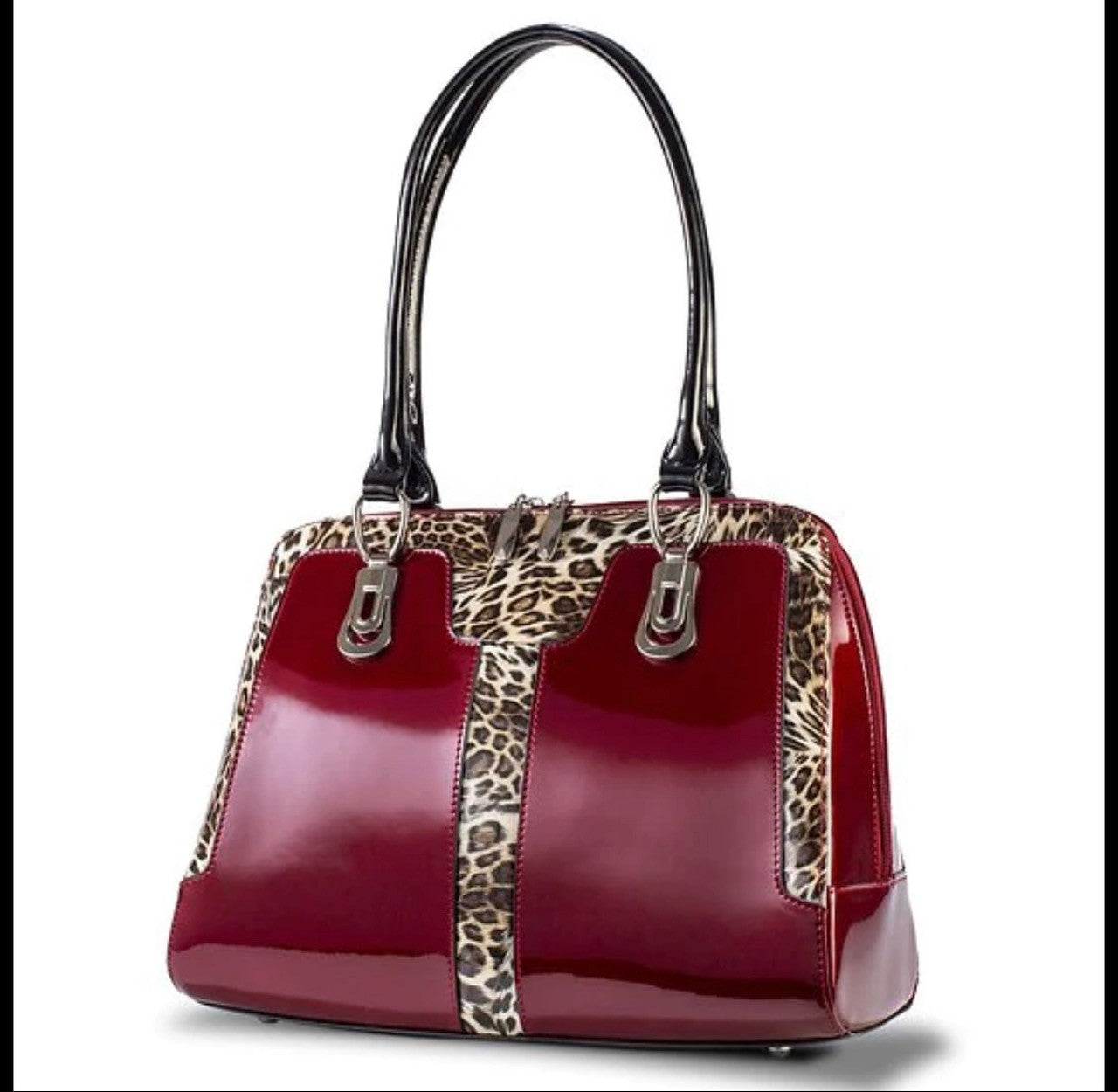 DIANA RED LEOPARD PRINT LEATHER HANDBAG