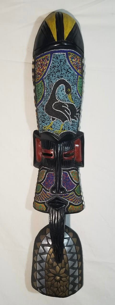 Exclusive - African Beaded Sankofa Symbol Mask