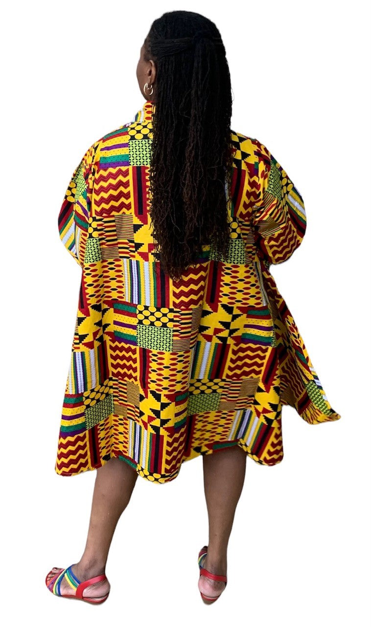 BIG BUTTON AUTHENTIC AFRICAN TUNIC DRESS