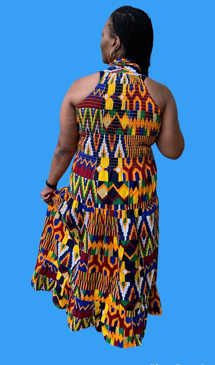 THREE BUTTON AUTHENTIC AFRICAN LONG DRESS