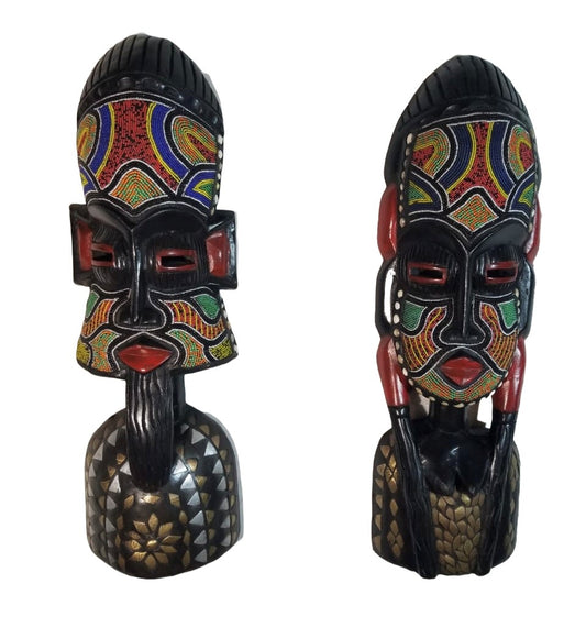 Exclusive - African Beaded King & Queen Mask