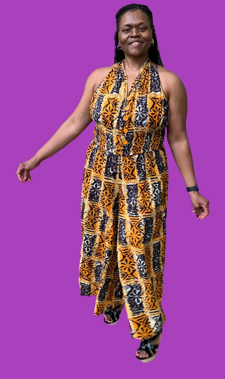 THREE BUTTON AUTHENTIC AFRICAN LONG JUMPSUIT